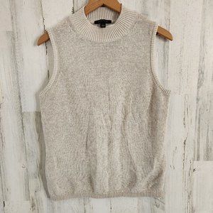 Ann Taylor Size L Knit Top Sleeveless Cotton Blend Beige